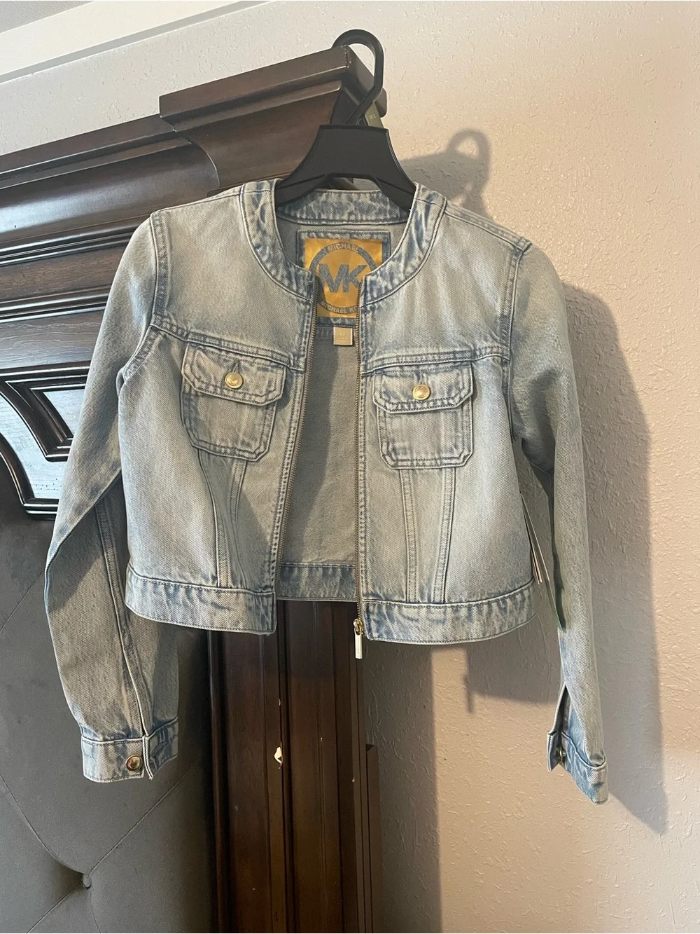 Michael Kors Girls Light Wash Denim Cropped Jacket